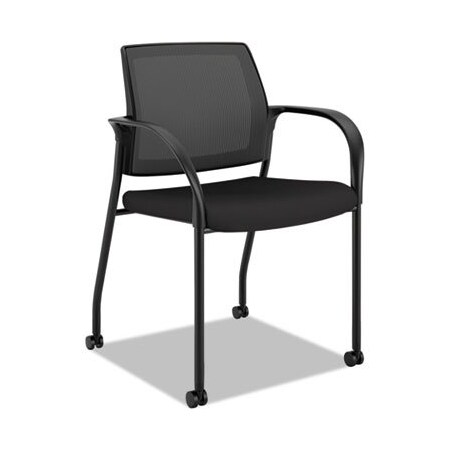 Hon MCU10, IGNITION 2.0 4-WAY STRETCH MESH BACK MOBILE STACKING CHAIR, BLACK SEAT/BLACK BACK, BLACK BASE IS107HIMCU10